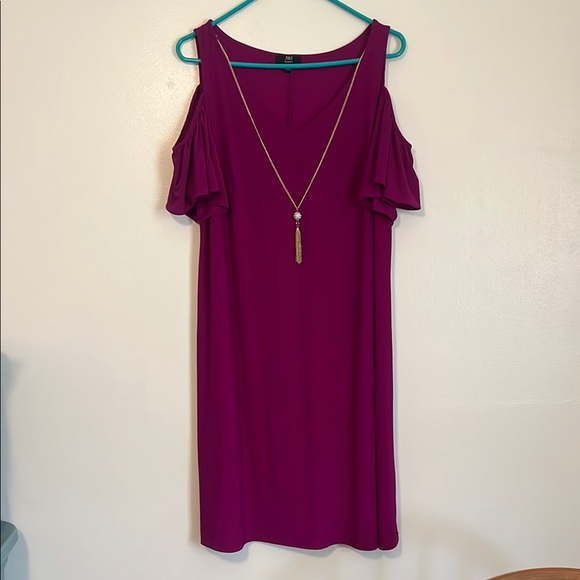 J.B.S. Purple Sheath Mini Dress Cold Shoulder size 1x excellent condition - Picture 1 of 4